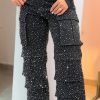 Women's Multi-pocket Rhinestone Casual Jeans